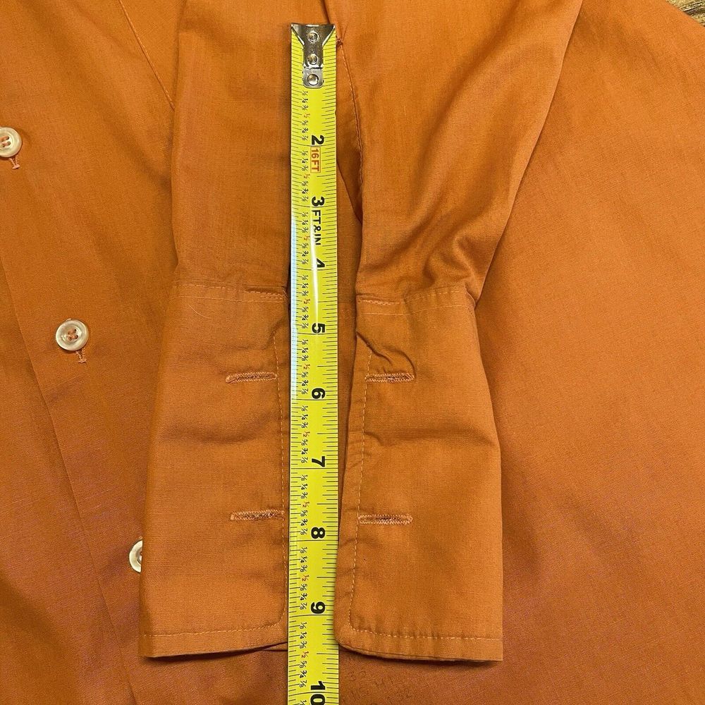 Vintage Van Heusen Century Mens 17x35 Shirt Fly Collar Wide Cuff Orange 60s-70s‎ - Picture 7 of 9
